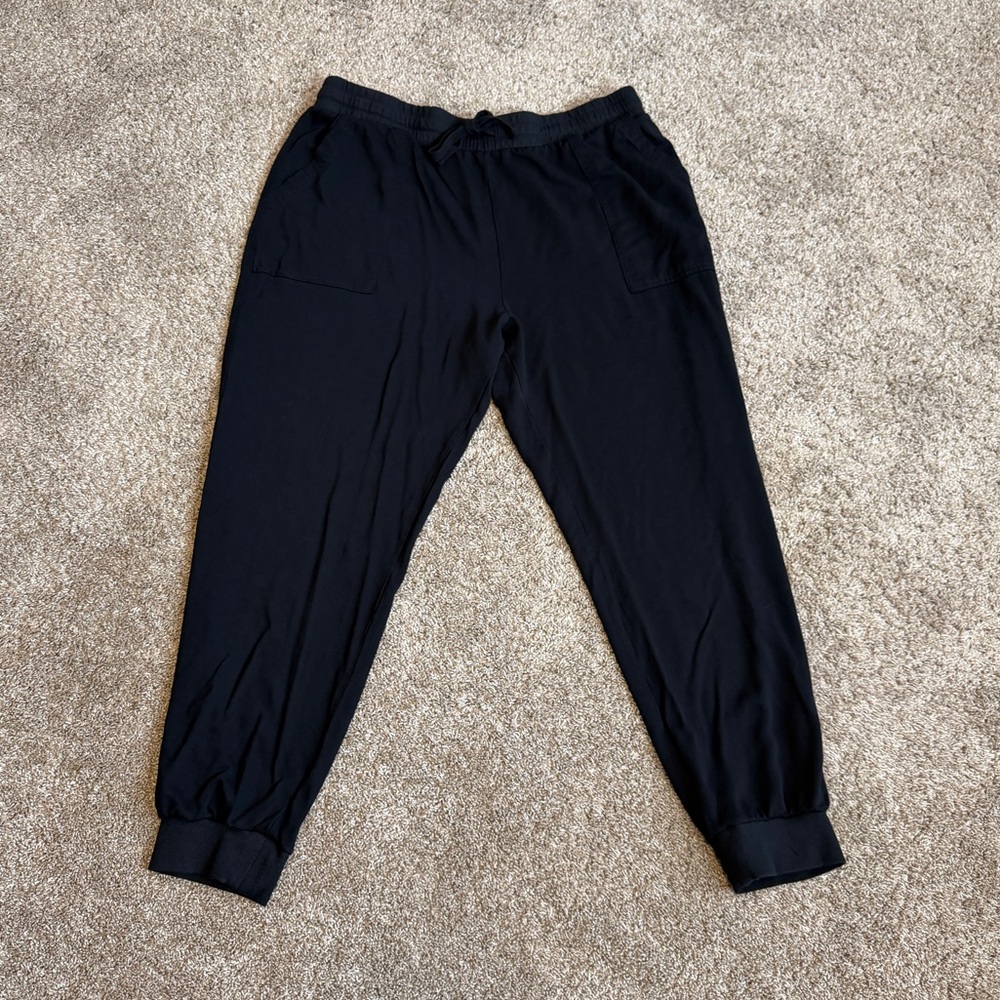 Splendid Black Casual Jogger Pants XXL Rayon Drawstring Plus Size 2XL Pockets